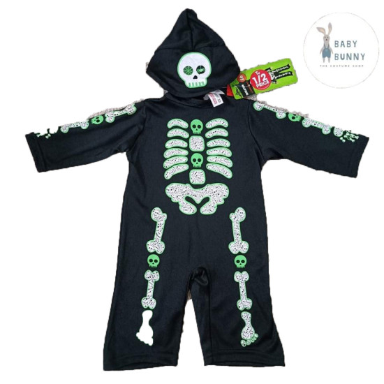 Skeleton Costume with Attached Hat